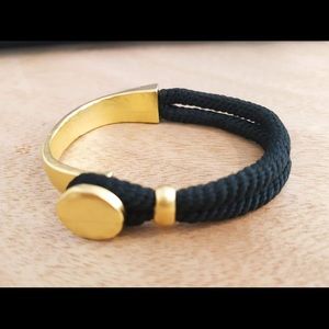Gold Hook Bracelet with black Cotton cord